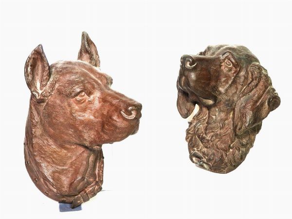 Teste di cani  - Asta Arredi e dipinti antichi da una villa a Viareggio -II - Associazione Nazionale - Case d'Asta italiane