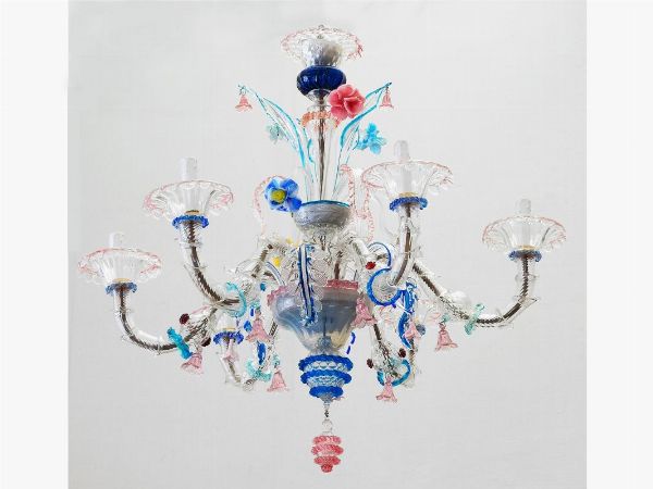 Lampadario in vetro soffiato di Murano  - Asta Arredi e dipinti antichi da una villa a Viareggio -II - Associazione Nazionale - Case d'Asta italiane