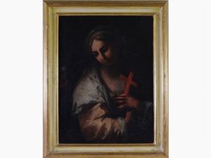 Scuola veneta della fine del XVII secolo - Santa Margherita d'Antiochia sottomette il drago con la croce