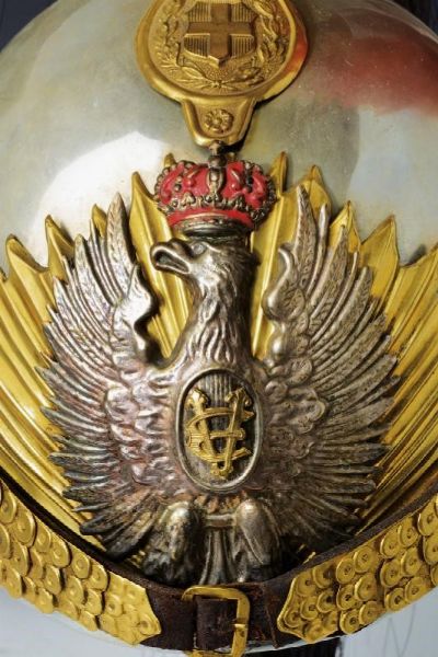 Raro elmo da Corazziere in tenuta di gala  - Asta Rare Armi Antiche e Militaria da tutto il mondo - Associazione Nazionale - Case d'Asta italiane