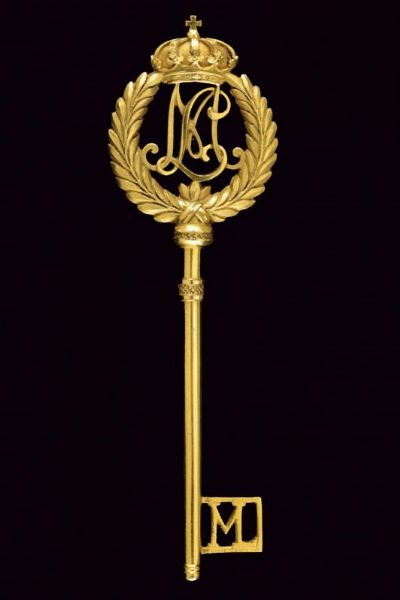 Chiave da Ciambellano con monogramma di Maria Luisa d'Asburgo-Lorena  - Asta Rare Armi Antiche e Militaria da tutto il mondo - Associazione Nazionale - Case d'Asta italiane