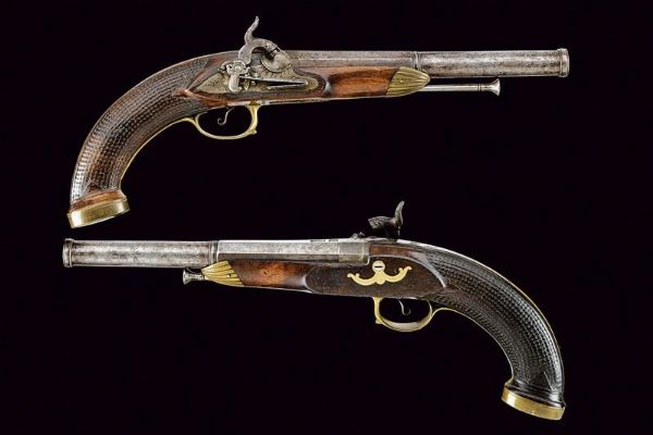 Paio di pistole alla micheletta a luminello  - Asta Rare Armi Antiche e Militaria da tutto il mondo - Associazione Nazionale - Case d'Asta italiane