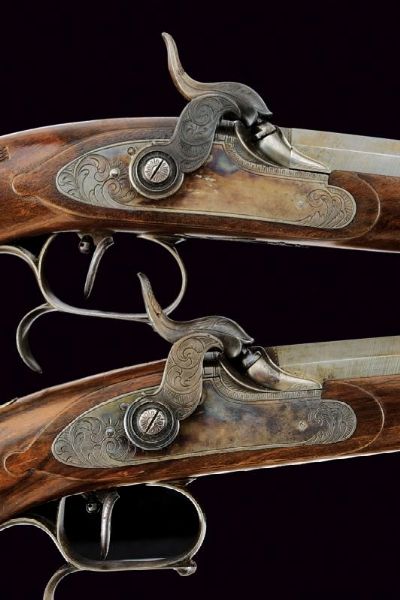 Bel paio di pistole a luminello da tiro di Donaghy  - Asta Rare Armi Antiche e Militaria da tutto il mondo - Associazione Nazionale - Case d'Asta italiane