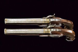 Paio di pistole a luminello da tiro di Castiglioni & Grasset  - Asta Rare Armi Antiche e Militaria da tutto il mondo - Associazione Nazionale - Case d'Asta italiane