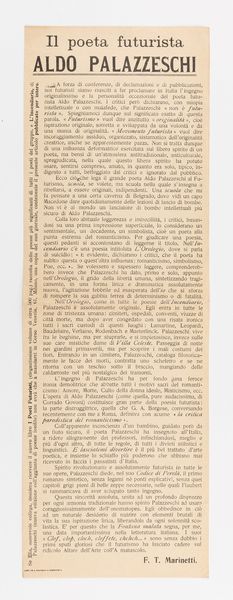 Filippo Tommaso Marinetti (rif.) : Il poeta futurista. Aldo Palazzeschi  - Asta Testimonianze Contemporanee: Documenti, Libri, Fotografie e Opere d'Arte - Associazione Nazionale - Case d'Asta italiane
