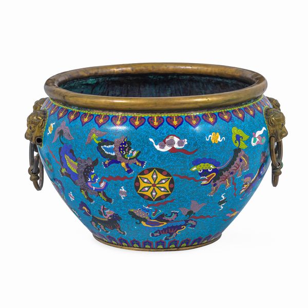 Grande cachepot in smalti cloisonn�. Cina, XX secolo  - Asta Dimore Italiane - Associazione Nazionale - Case d'Asta italiane