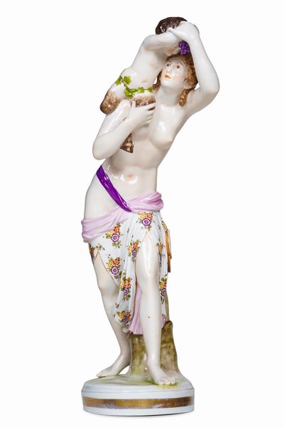 Baccante con fauno <BR>Germania, Manifattura della Turingia, prima met� del XX secolo  - Asta Dimore Italiane - Associazione Nazionale - Case d'Asta italiane