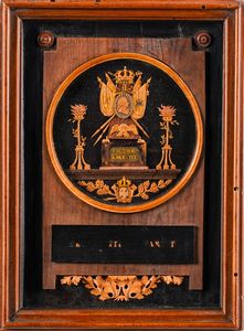 Giuseppe Maria Bonzanigo, Attribuito a - Monumento commemorativo a Vittorio Amedeo III.<BR>Importante microintaglio in varie essenze lignee. Torino, 1785-1790.
