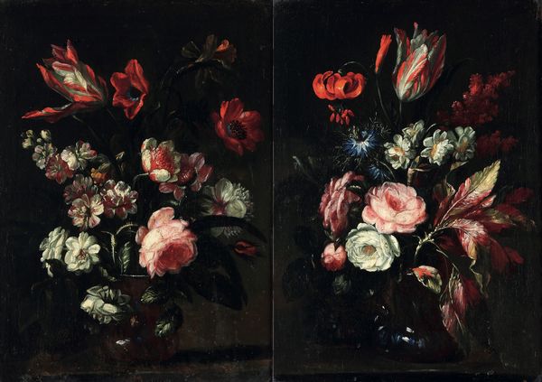 Scuola del XVII secolo Nature morte con vasi fiori  - Asta Dipinti Antichi - Associazione Nazionale - Case d'Asta italiane