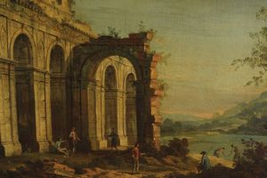 Antonio Visentini : Vedute con architetture classiche e figure  - Asta Dipinti Antichi - Associazione Nazionale - Case d'Asta italiane