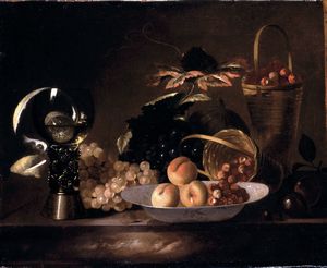 Barend van der Meer - Natura morta con ro�mer e cestini di more