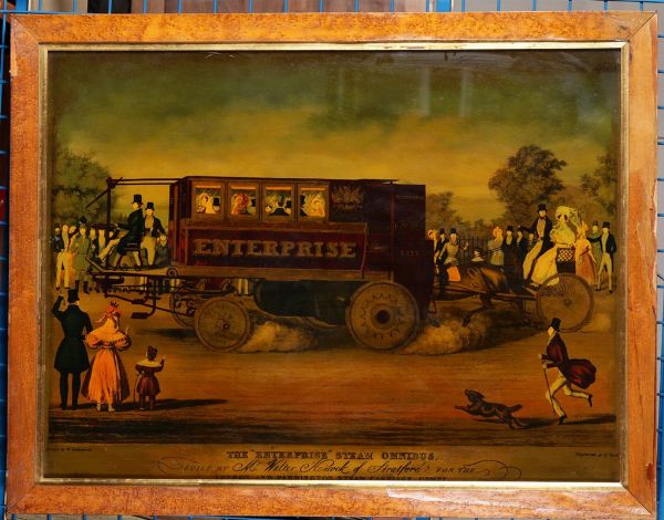Stampa su vetro raffigurante The Enterprise steam omnibus XIX secolo  - Asta Antiquariato - Associazione Nazionale - Case d'Asta italiane