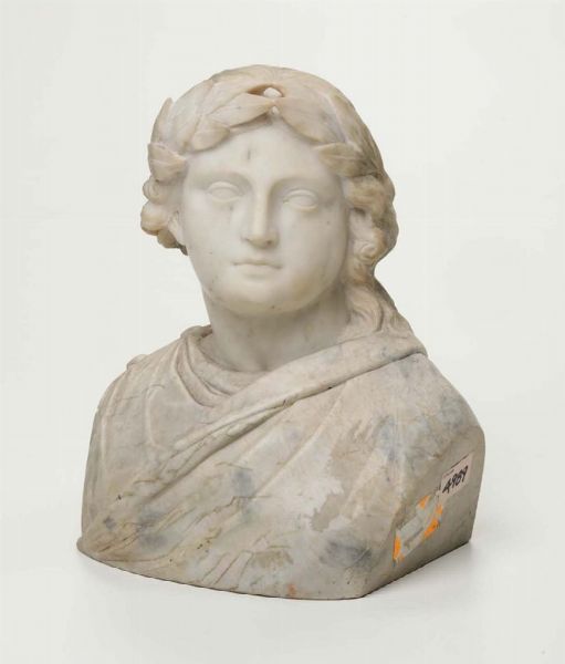 Busto di Virgilio in marmo bianco. Scultore del XVIII-XIX secolo  - Asta Antiquariato - Associazione Nazionale - Case d'Asta italiane