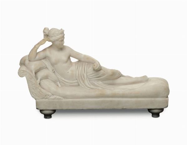 Paolina Bonaparte in marmo bianco, scultore del XIX secolo  - Asta Antiquariato - Associazione Nazionale - Case d'Asta italiane