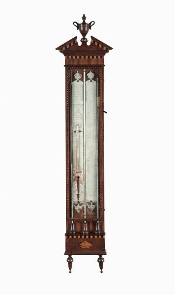 Barometro con cassa in legno intarsiato, Germania XIX secolo  - Asta Antiquariato - Associazione Nazionale - Case d'Asta italiane