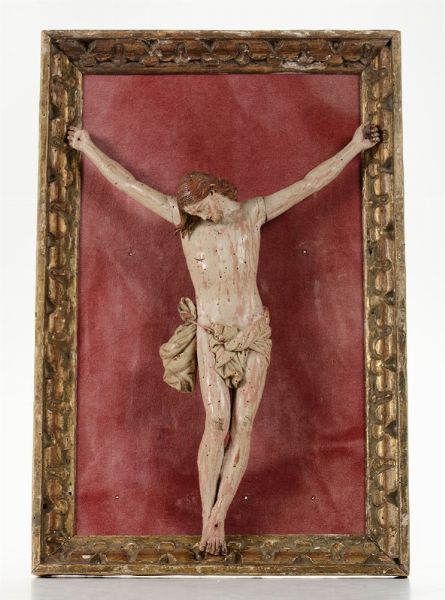Corpus Christi in legno dipinto. Scultore barocco genovese del XVIII secolo  - Asta Antiquariato - Associazione Nazionale - Case d'Asta italiane