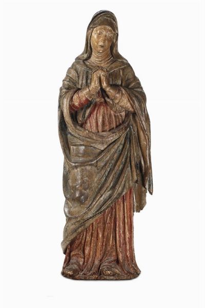 Scultura in legno policromo, scultore emiliano del XVI secolo  - Asta Antiquariato - Associazione Nazionale - Case d'Asta italiane