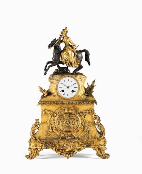 Due pendole da tavolo in bronzo dorato Napoleone III, XIX secolo  - Asta Antiquariato - Associazione Nazionale - Case d'Asta italiane