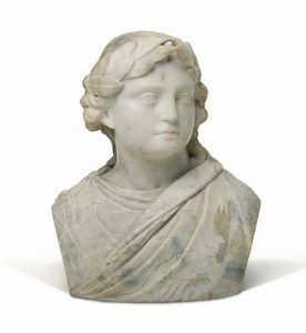 Busto di Virgilio in marmo bianco. Scultore del XVIII-XIX secolo  - Asta Antiquariato - Associazione Nazionale - Case d'Asta italiane