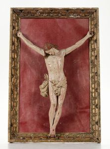 Corpus Christi in legno dipinto. Scultore barocco genovese del XVIII secolo  - Asta Antiquariato - Associazione Nazionale - Case d'Asta italiane