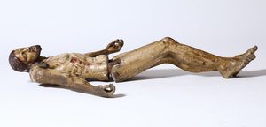Scultura in legno policromo rappresentante Corpus Christi, Italia meridionale o Spagna, XVI-XVII secolo  - Asta Antiquariato - Associazione Nazionale - Case d'Asta italiane