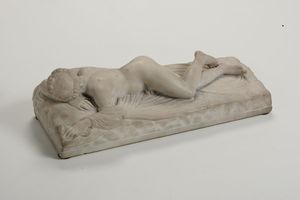 Scultura in marmo bianco raffigurante ermafrodita, XIX-XX secolo  - Asta Antiquariato - Associazione Nazionale - Case d'Asta italiane