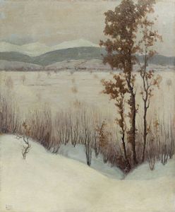 FELICE VELLAN Torino 1889 - 1976 - Paesaggio invernale presso Torino gennaio 1926