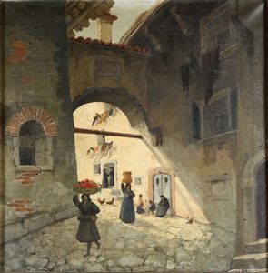 Gino Albieri - Veduta con popolane