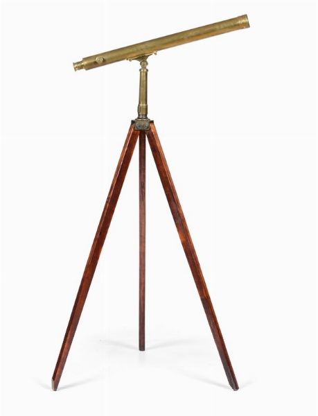 Telescopio in ottone con treppiede in legno, Italia XIX secolo  - Asta Arte Marinara e Strumenti Scientifici - Associazione Nazionale - Case d'Asta italiane
