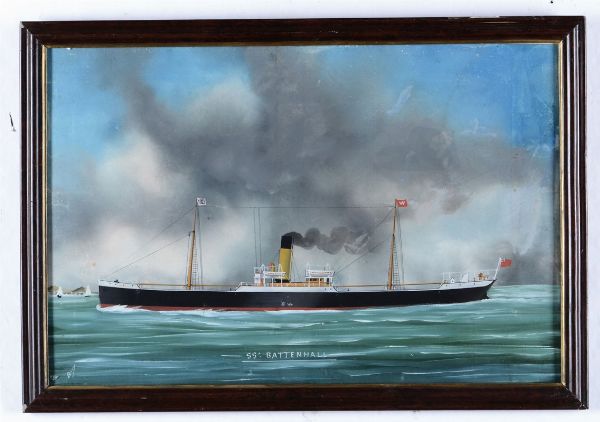 Ritratto della SS Battenhall in navigazione  - Asta Arte Marinara e Strumenti Scientifici - Associazione Nazionale - Case d'Asta italiane