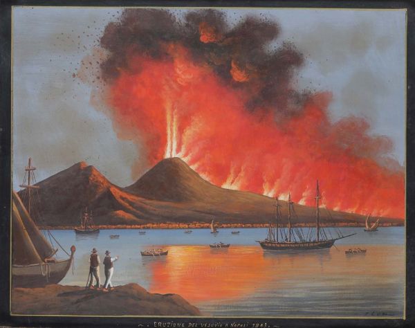 Eruzione del Vesuvio a Napoli 1843  - Asta Arte Marinara e Strumenti Scientifici - Associazione Nazionale - Case d'Asta italiane