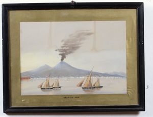 Vedute dal Golfo di Napoli con Vesuvio, 1906  - Asta Arte Marinara e Strumenti Scientifici - Associazione Nazionale - Case d'Asta italiane