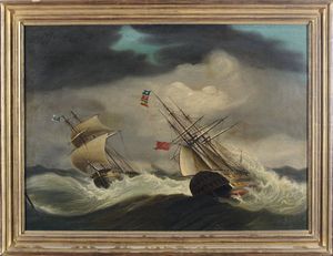 Van Der Velden Cornelis - Velieri in mare in tempesta