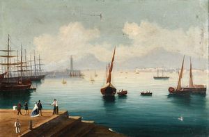 Veduta del porto di Napoli  - Asta Arte Marinara e Strumenti Scientifici - Associazione Nazionale - Case d'Asta italiane