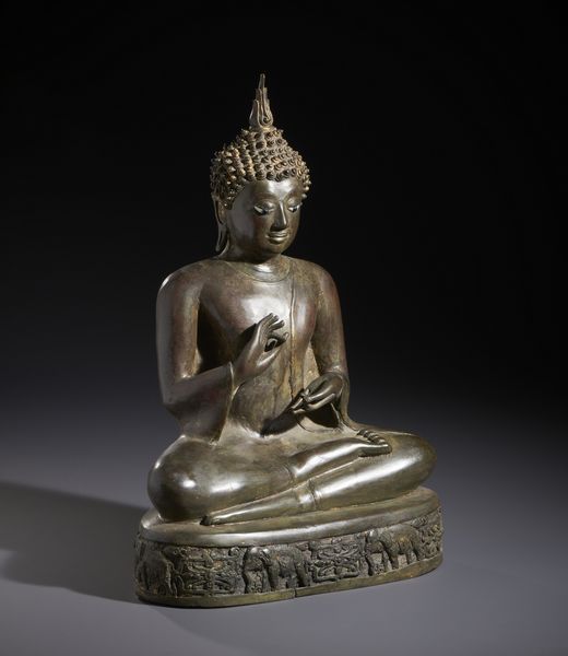 Arte Sud-Est Asiatico : Figura di Buddha in posizione seduta, le mani nel gesto di conciliazione �vitarkamudra�, gli occhi in madreperla.Tailandia XIX sec.  - Asta Asta 470 | ARTE ORIENTALE Online - Associazione Nazionale - Case d'Asta italiane
