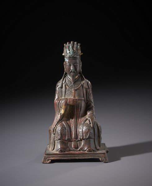 Arte Cinese : Figura in bronzo con tracce di dorature raffigurante la divinit� taoista Wenchang Dijun.Cina XX sec.  - Asta Asta 470 | ARTE ORIENTALE Online - Associazione Nazionale - Case d'Asta italiane