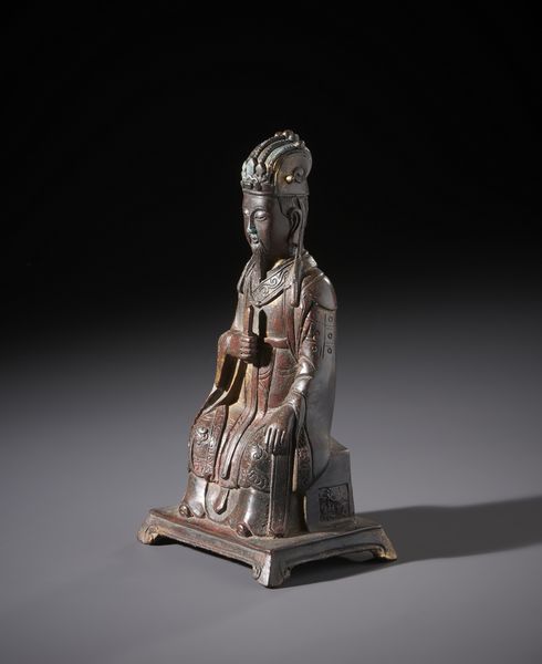 Arte Cinese : Figura in bronzo con tracce di dorature raffigurante la divinit� taoista Wenchang Dijun.Cina XX sec.  - Asta Asta 470 | ARTE ORIENTALE Online - Associazione Nazionale - Case d'Asta italiane