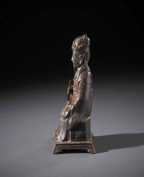 Arte Cinese : Figura in bronzo con tracce di dorature raffigurante la divinit� taoista Wenchang Dijun.Cina XX sec.  - Asta Asta 470 | ARTE ORIENTALE Online - Associazione Nazionale - Case d'Asta italiane