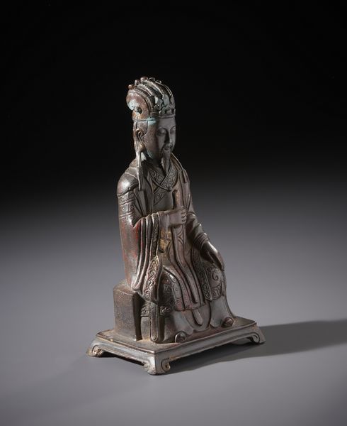 Arte Cinese : Figura in bronzo con tracce di dorature raffigurante la divinit� taoista Wenchang Dijun.Cina XX sec.  - Asta Asta 470 | ARTE ORIENTALE Online - Associazione Nazionale - Case d'Asta italiane