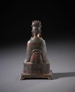 Arte Cinese : Figura in bronzo con tracce di dorature raffigurante la divinit� taoista Wenchang Dijun.Cina XX sec.  - Asta Asta 470 | ARTE ORIENTALE Online - Associazione Nazionale - Case d'Asta italiane