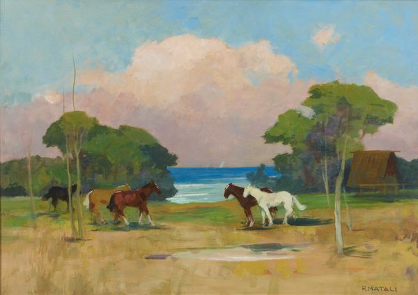 NATALI RENATO (1864 - 1947) : Cavalli al pascolo (Maremma)  - Asta Asta 469 | ARTE ANTICA E DEL XIX SECOLO Online - Associazione Nazionale - Case d'Asta italiane