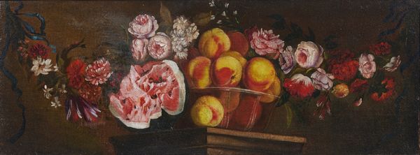 STANCHI NICCOLO' (1623 - 1690) : Attribuito a. Natura morta di fiori con anguria e pesche  - Asta Asta 469 | ARTE ANTICA E DEL XIX SECOLO Online - Associazione Nazionale - Case d'Asta italiane