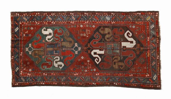 KARABAGH : Tappeto Chondoresk, due medaglioni centrali su fondo rosso, incorniciato da bordura esterna  - Asta Asta 469 | ARTE ANTICA E DEL XIX SECOLO Online - Associazione Nazionale - Case d'Asta italiane