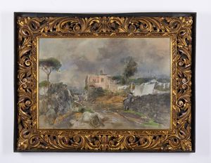 CASCIARO GIUSEPPE (1863 - 1945) : Giornata ventosa  - Asta Asta 469 | ARTE ANTICA E DEL XIX SECOLO Online - Associazione Nazionale - Case d'Asta italiane