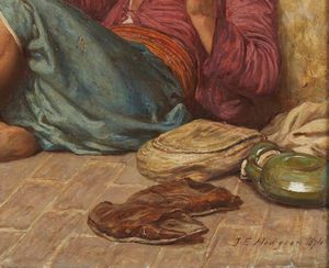 HODGSON JOHN EVAN (1831 - 1895) : L'ufficio del direttore generale delle poste a Tangeri  - Asta Asta 469 | ARTE ANTICA E DEL XIX SECOLO Online - Associazione Nazionale - Case d'Asta italiane