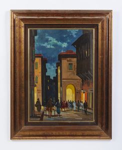 NATALI RENATO (1864 - 1947) : Attribuito a. Via Greca, Livorno  - Asta Asta 469 | ARTE ANTICA E DEL XIX SECOLO Online - Associazione Nazionale - Case d'Asta italiane