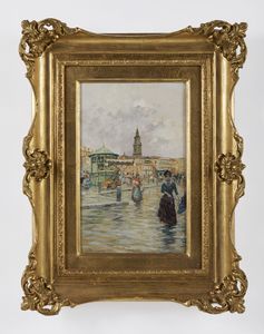 BRANCACCIO CARLO (1861 - 1920) : Attribuito a. Piazza Mercato, Napoli  - Asta Asta 469 | ARTE ANTICA E DEL XIX SECOLO Online - Associazione Nazionale - Case d'Asta italiane