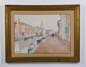 SORGATO OSCAR (1902 - 1941) : Canale della Giudecca, Burano  - Asta Asta 469 | ARTE ANTICA E DEL XIX SECOLO Online - Associazione Nazionale - Case d'Asta italiane