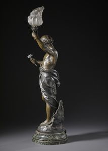 PICAULT EMILE LOUIS (1833 - 1915) : Da un modello di.  Grande scultura raffigurante 'Le Gnie du Travail' adattato a lampada  - Asta Asta 469 | ARTE ANTICA E DEL XIX SECOLO Online - Associazione Nazionale - Case d'Asta italiane