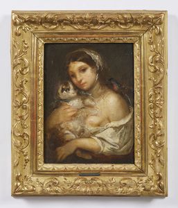 ARTISTA DEL XVIII-XIX SECOLO : Ragazza con gatto  - Asta Asta 469 | ARTE ANTICA E DEL XIX SECOLO Online - Associazione Nazionale - Case d'Asta italiane